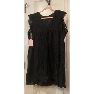 Black Eyelet Dress With Attached Shorts Size L or XL